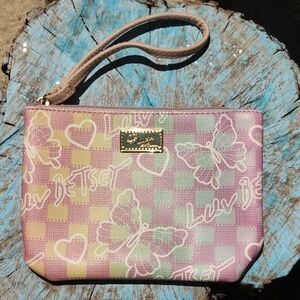 Luv Betsy by Betsy Johnson Wristlet Clutch Cross Body Wristlet Heart Butterflies